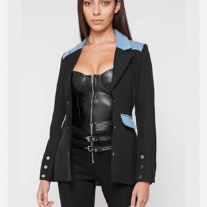 Maniere De Voir Black & Denim Blazer Jacket